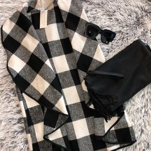 Black And White Gingham Printed Vest